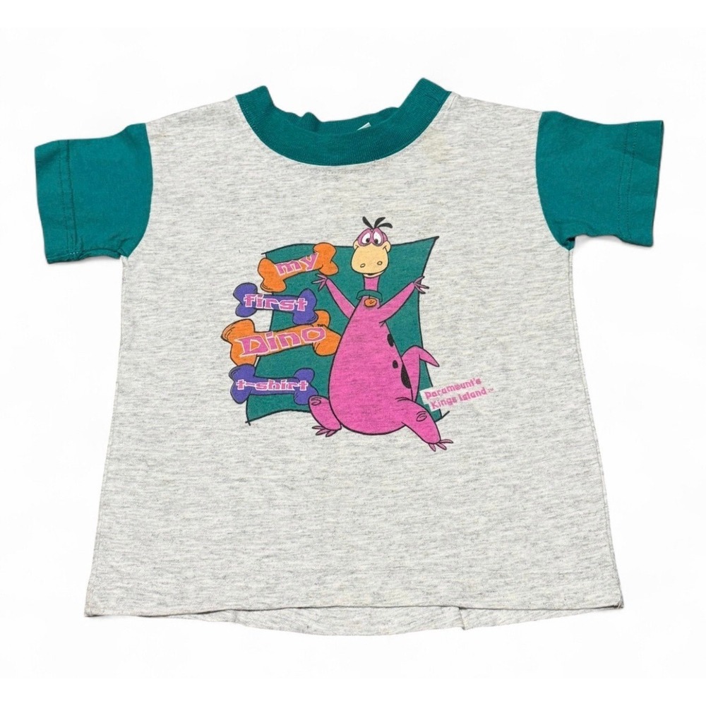 Vintage Paramount Parks Kids‎ My First Dino T Shirt USA Made Size 3T Purple Dino